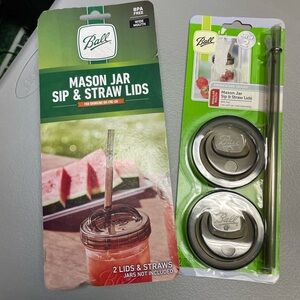 Four Ball Mason Jar Sip & Straw Lids - Black